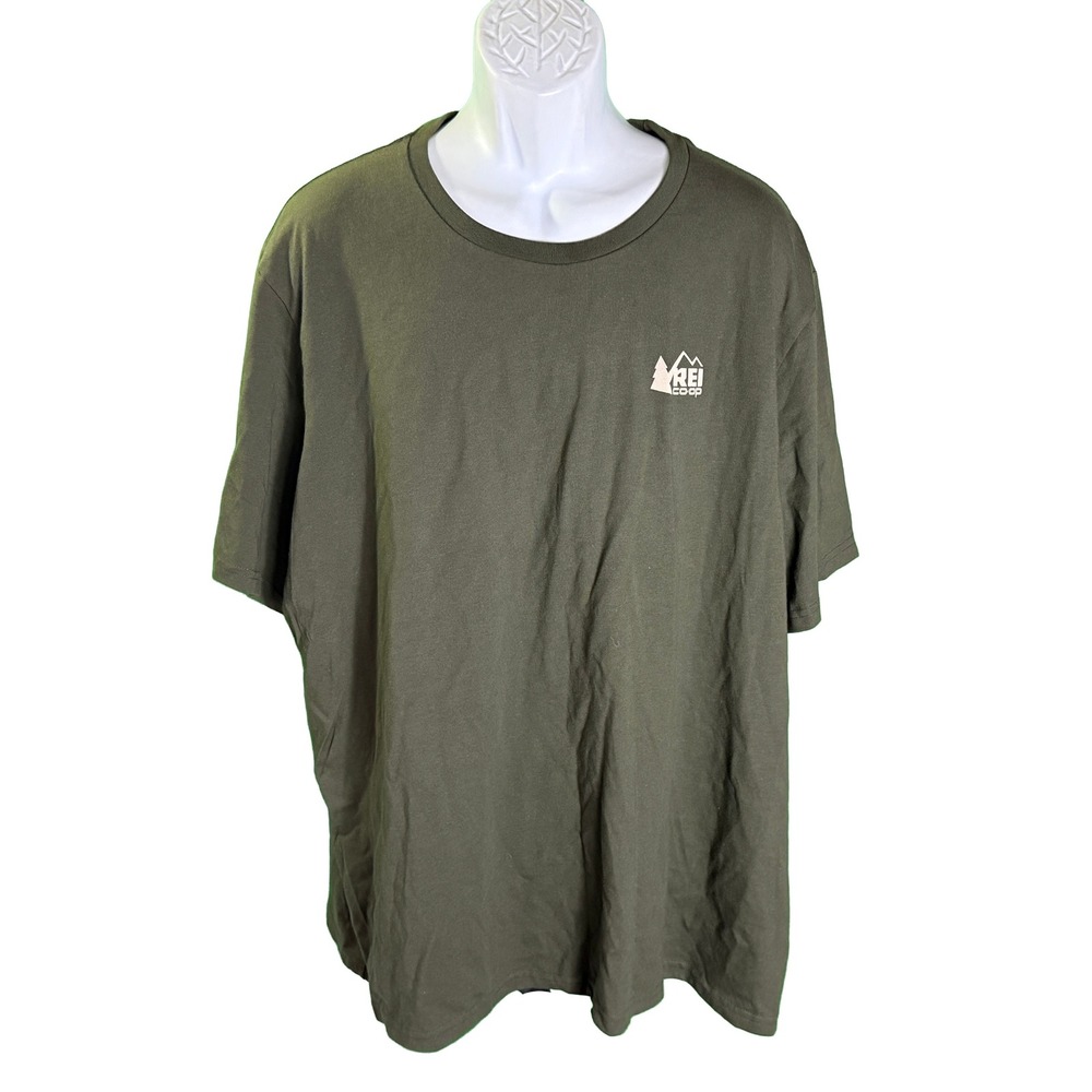 REI Co-op Logo T-Shirt Mens XXL Shaded Olive Green Organic Cotton Graphic Tee